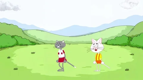 Cartoon characters 2 cats. Separation. Nature background. Stock Footage 293162013