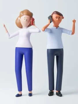 Cartoon characters. 3d rendering Stock Illustration