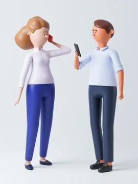 Cartoon characters. 3d rendering Stock Illustration