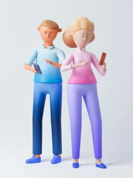 Cartoon characters. 3d rendering Stock Illustration