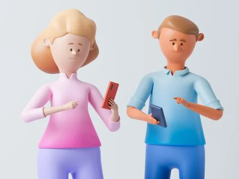 Cartoon characters. 3d rendering Stock Illustration