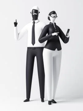 Cartoon characters 3d rendering Stock Illustration