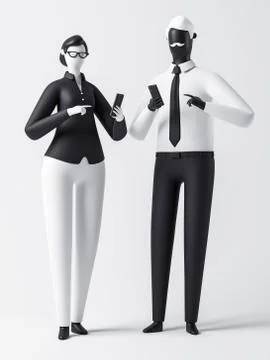 Cartoon characters 3d rendering Illustrazione stock