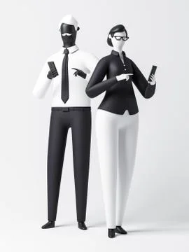 Cartoon characters 3d rendering Illustrazione stock