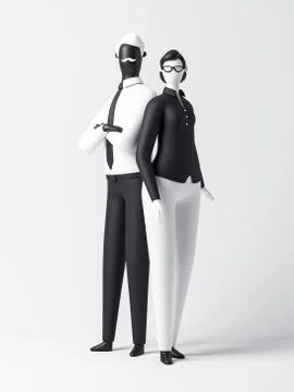 Cartoon characters 3d rendering Illustrazione stock