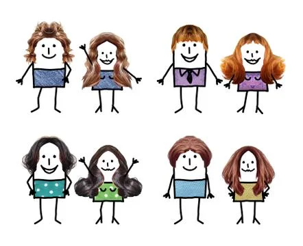 Cartoon characters with accessories - Couples Stock Illustration
