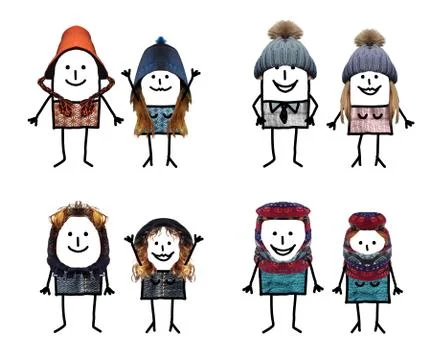 Cartoon characters with accessories - Couples Stock Illustration