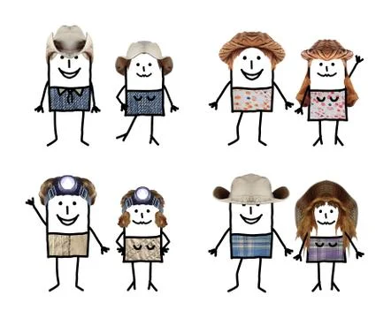 Cartoon characters with accessories - Couples Stock Illustration