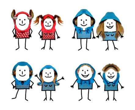Cartoon characters with accessories - Couples Stock Illustration