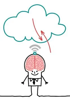 Cartoon characters and cloud - big brain Stock Illustration