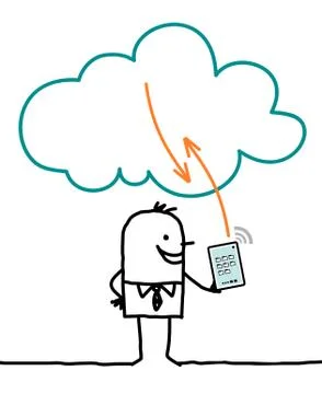 Cartoon characters and cloud - connection Stock Illustration
