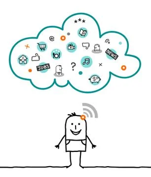 Cartoon characters and cloud - informations Stock Illustration