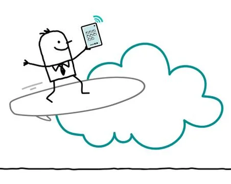 Cartoon characters and cloud - surf Stock Illustration