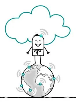 Cartoon characters and cloud - world Stock Illustration