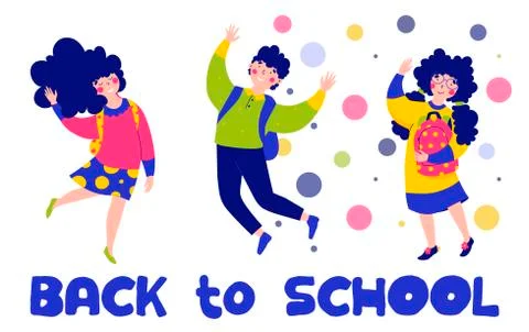Cartoon characters, back to school, knowledge day, Vector illustration flat Stock Illustration