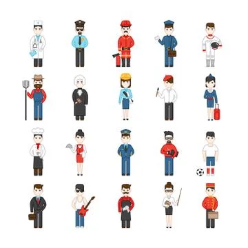 Cartoon Characters Of Different Professions Illustrazione stock