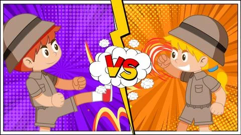 Cartoon Characters in Epic Showdown Stock Illustration