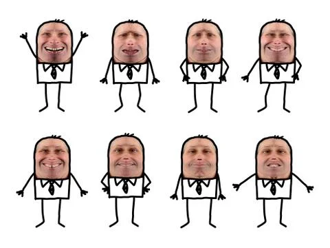 Cartoon characters with funny faces - Men Stock Illustration