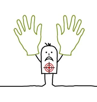 Cartoon characters - man with two hands up Stock Illustration