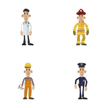 Cartoon characters representing various professional occupations and careers Illustrazione stock
