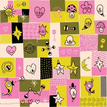 Cartoon characters seamless pattern Stock Illustration