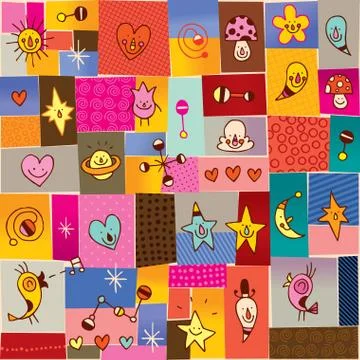 Cartoon characters seamless pattern Stock Illustration