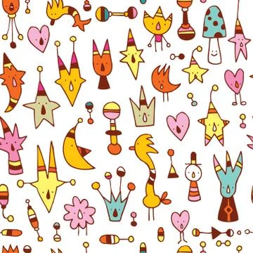 Cartoon characters seamless pattern Stock-Illustration