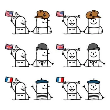 Cartoon Characters Set 1 - Countries and Tradition Stock Illustration