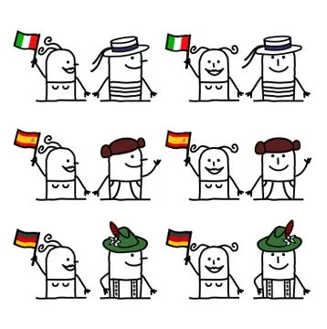 Cartoon Characters Set 2 - Countries and Tradition Stock Illustration