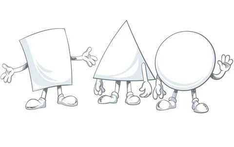 Cartoon characters - Square, Triangle and Circle. Stock Illustration