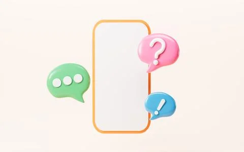 Cartoon chat bubble, message bubbles, 3d rendering. Stock Illustration