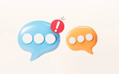 Cartoon chat bubble, message bubbles, 3d rendering. Stock Illustration