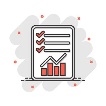 Cartoon checklist icon in comic style. Document check illustration pictogram. 库存插图