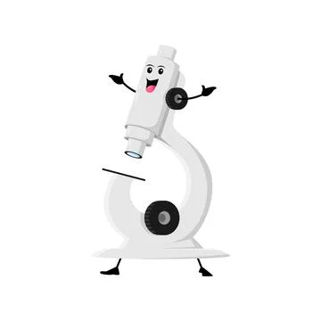 Cartoon cheerful funny microscope school character Stock Illustration