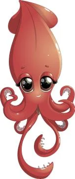 Cartoon cheerful squid Stock Illustration