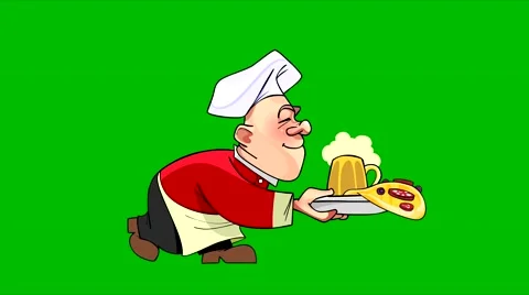 Cartoon chef carries a tray of food. 動画素材 66583353