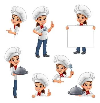Cartoon Chef Character Set Poses Illustration Stock Illustration