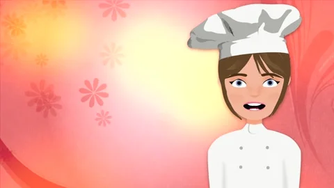 Cartoon chef character talking on pink abstract background with copy space Stock Footage 279173439