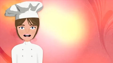 Cartoon chef character talking on pink abstract background with copy space Stock Footage 279173440