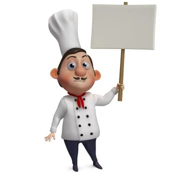 Cartoon chef holding a empty placard Stock Illustration