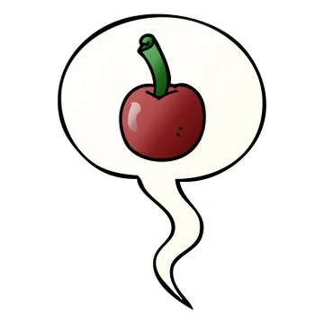 Cartoon cherry and speech bubble in smooth gradient style Stock Illustration
