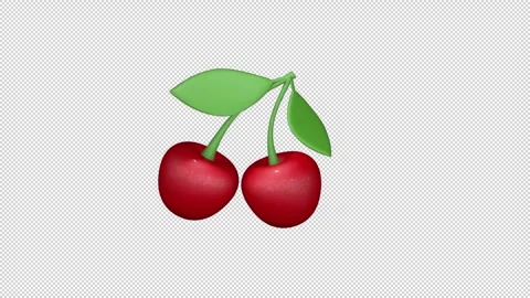 Cartoon cherry icon on a alpha Stock Footage 306738935