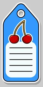Cartoon cherry. Notebook label. Note label. Vector stickers Stock Illustration