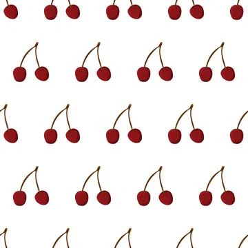 Cartoon cherry seamless pattern for fabric design. Stock Illustration