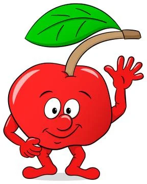Cartoon cherry on white background Stock Illustration