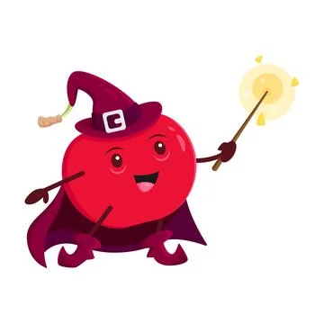 Cartoon cherry wizard character vector funny berry Stock Illustration