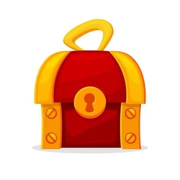 Cartoon Chest Box, isolated object on white background Illustrazione stock