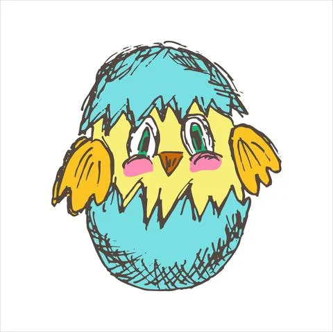 Cartoon chick in eggshell 스톡 일러스트