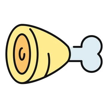 Cartoon chicken drumstick icon representing fast food Ilustração Stock
