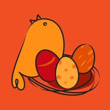 Cartoon chicken with Easter egg Illustrazione stock